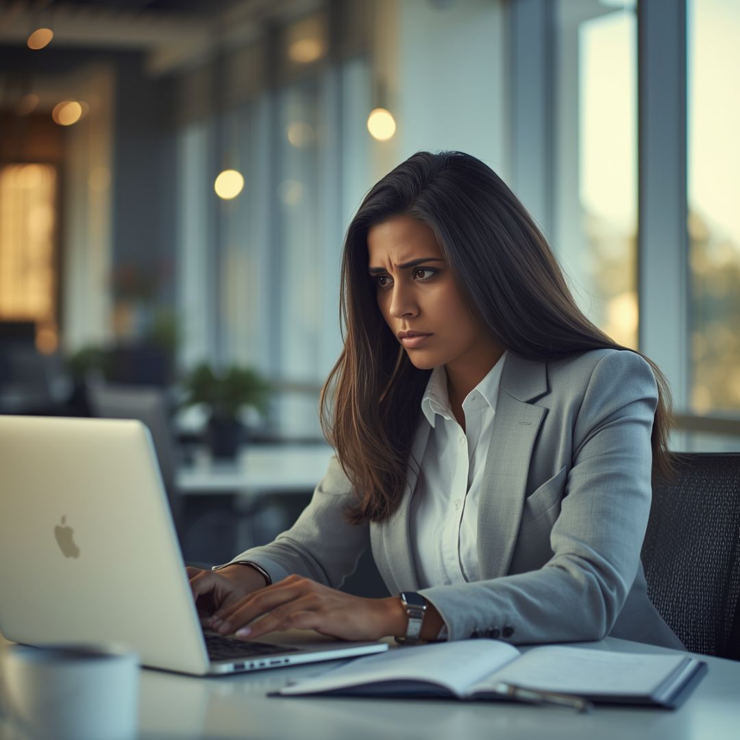 Director de recursos humanos leyendo en su laptop a las 9:30 AM bajo luz de oficina, analizando los requisitos de la reforma laboral de 40 horas en México